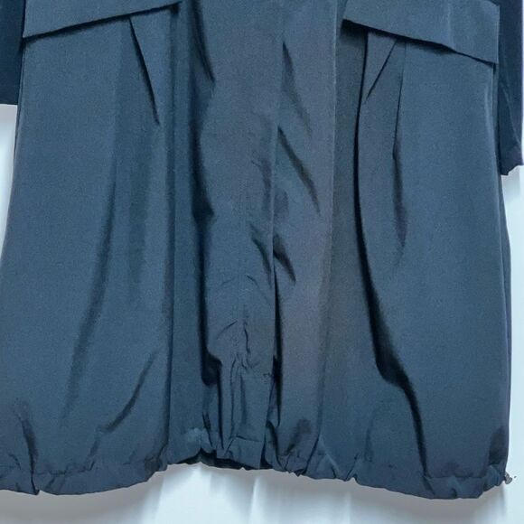 Red Coral Long Black Hooded Lightweight Zip Front Trench Coat Womens Sz S 12/14 - Picture 8 of 8